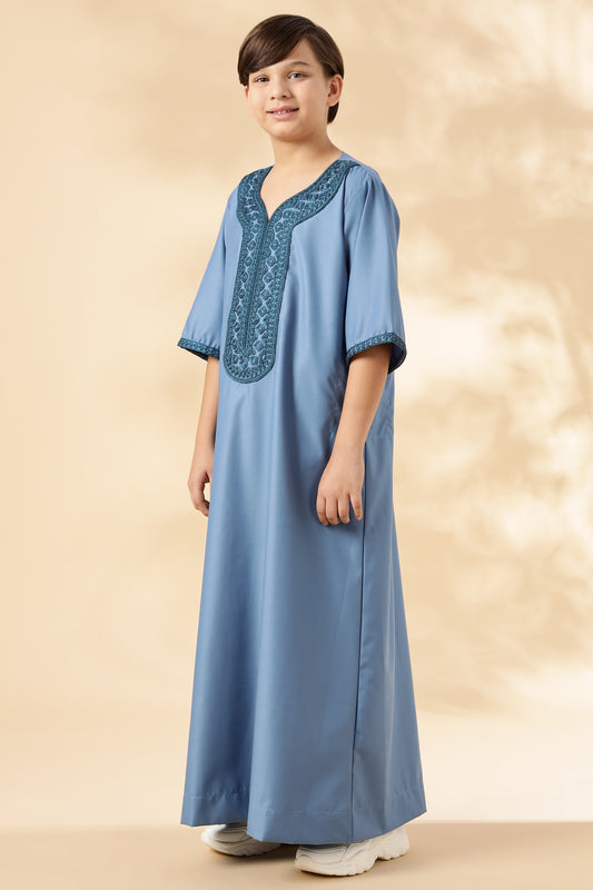 Royal Moroccan French Blue Thobe - Boys
