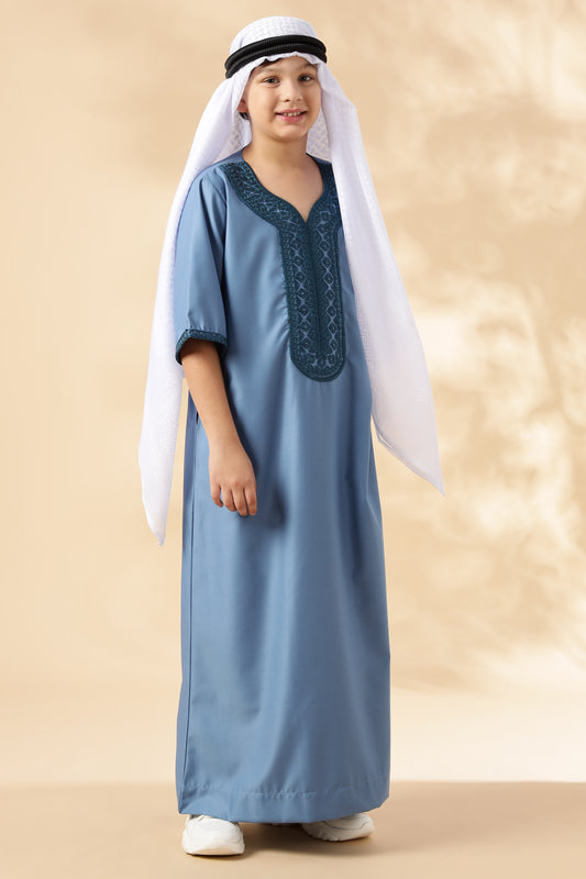 Royal Moroccan French Blue Thobe - Boys