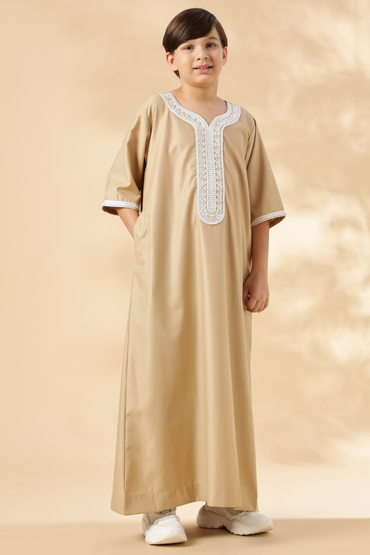 Royal Moroccan Tan Beige Thobe - Boys