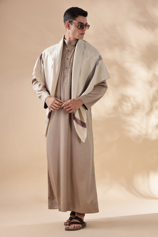 Shiny Saudi Khaki Thobe - Men
