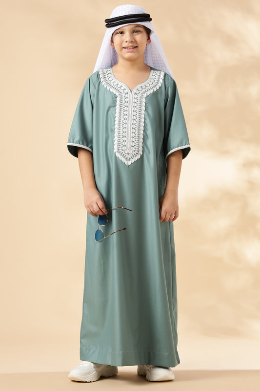 Royal Moroccan Teal Green Thobe - Boys