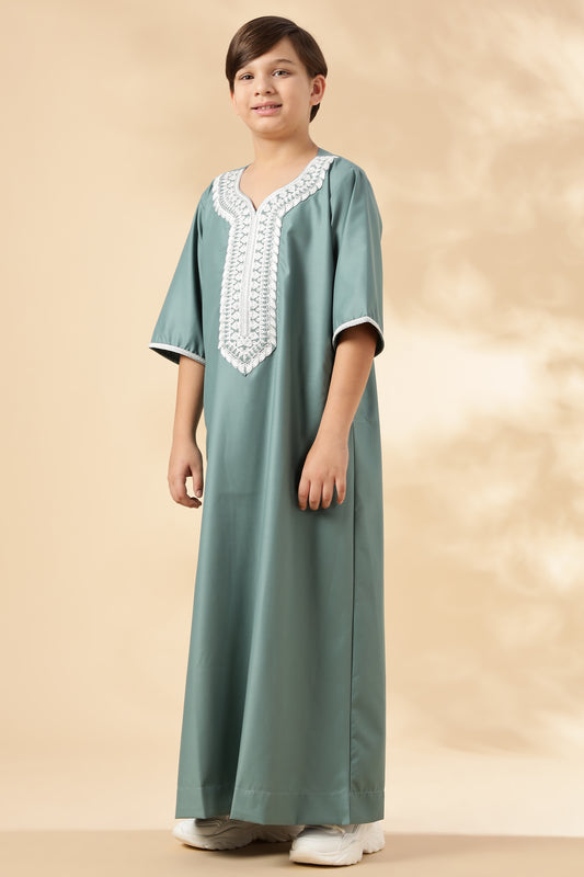 Royal Moroccan Teal Green Thobe - Boys