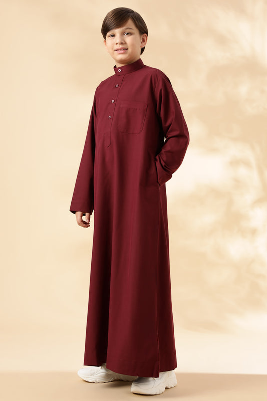 Simple Saudi Maroon Thobe - Boys