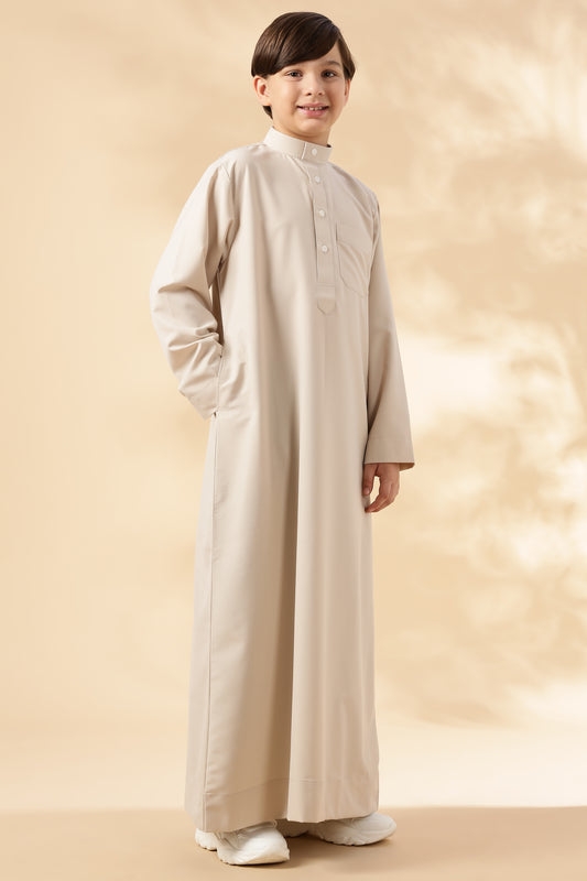 Simple Saudi Cream Thobe - Boys