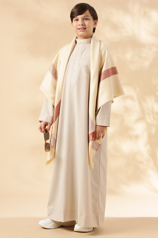 Simple Saudi Cream Thobe - Boys