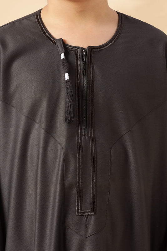 Crown Omani Charcoal Thobe - Boys