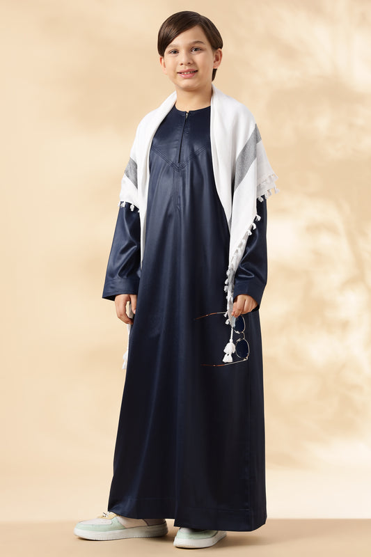 Dazzling Omani Navy Blue Thobe - Boys