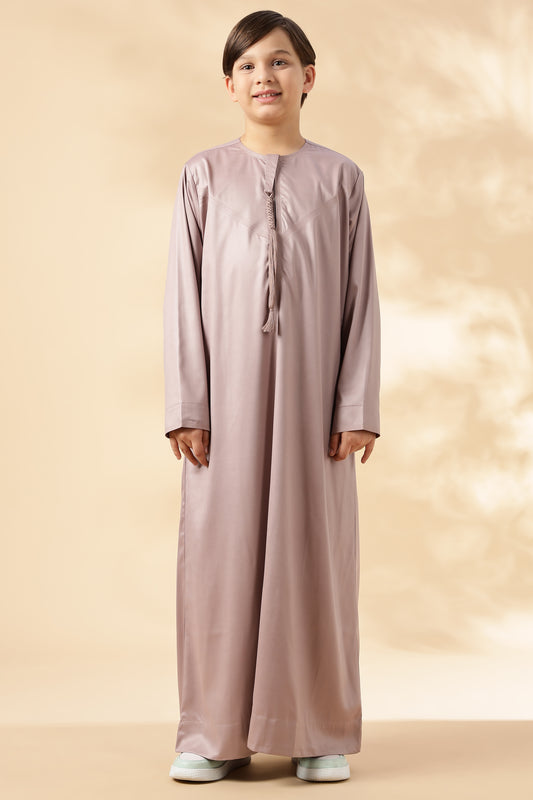 Shiny Emarati Rose Mauve Thobe - Boys