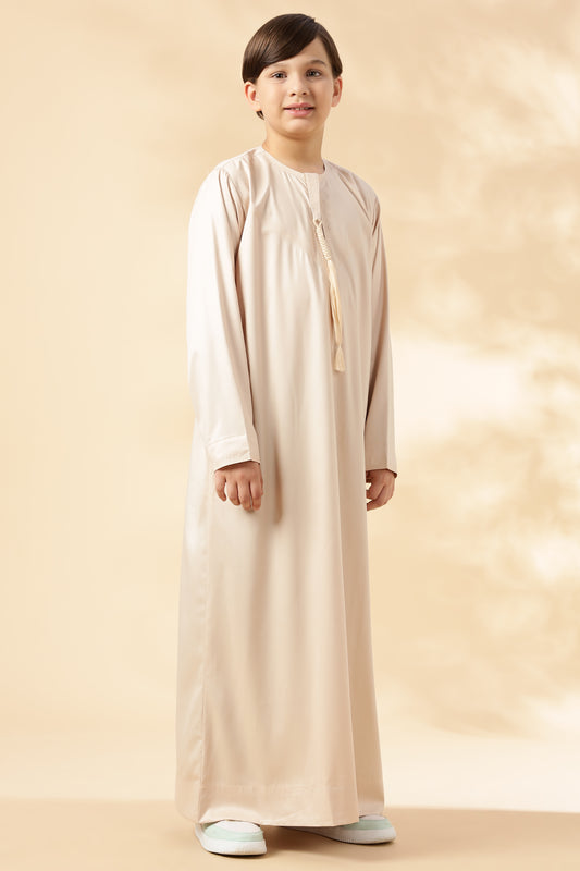Shiny Emarati Cream Thobe - Boys
