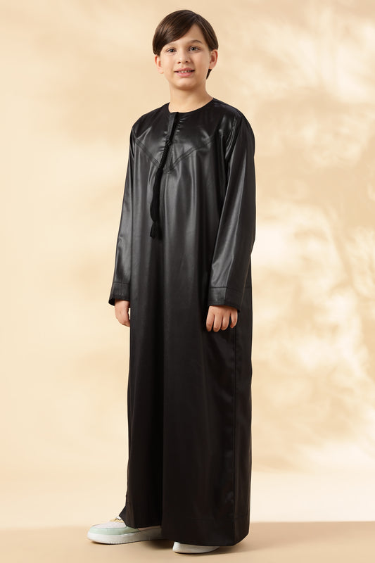 Shiny Emarati Black Thobe - Boys