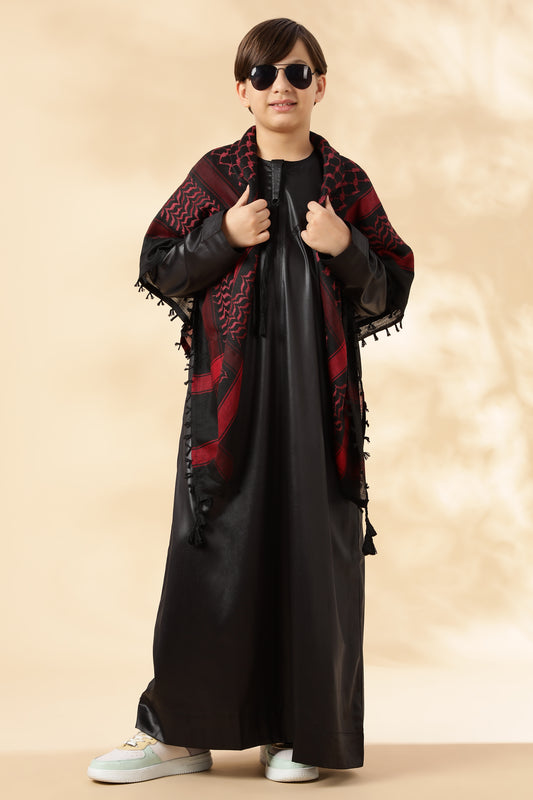Shiny Emarati Black Thobe - Boys