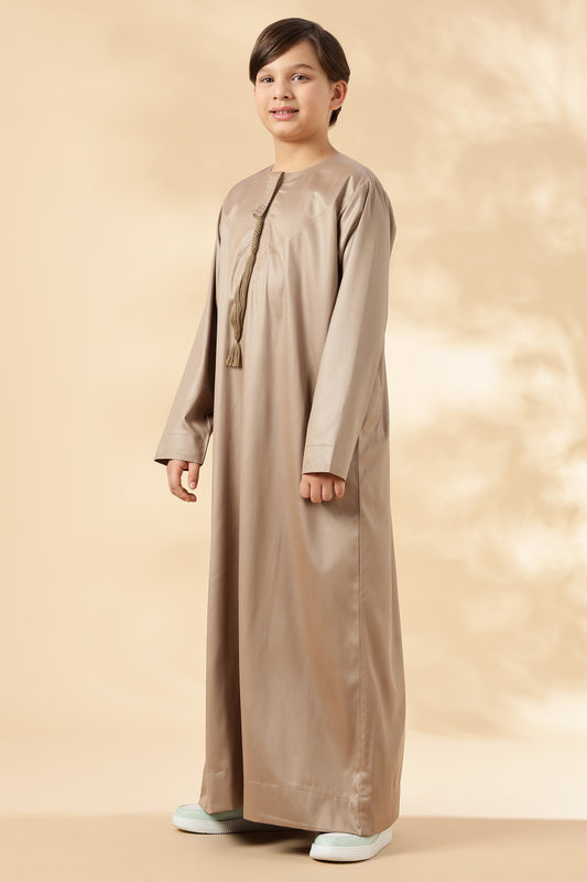 Shiny Emarati Khaki Thobe - Boys