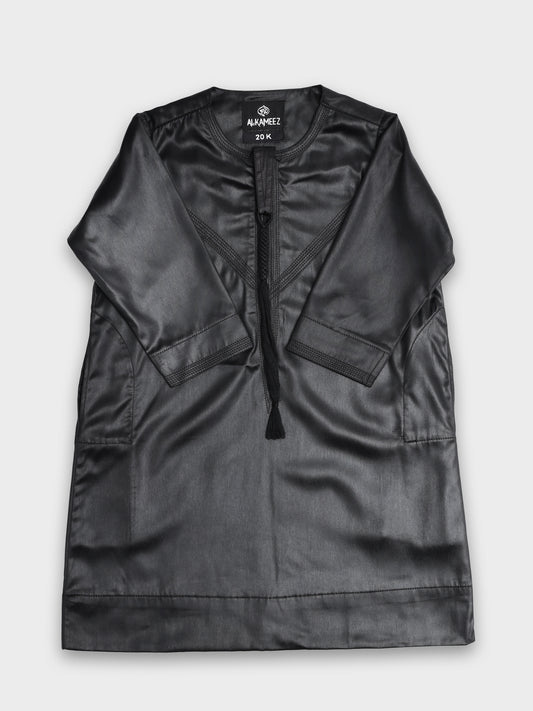 Shiny Emarati Black Thobe - Kids