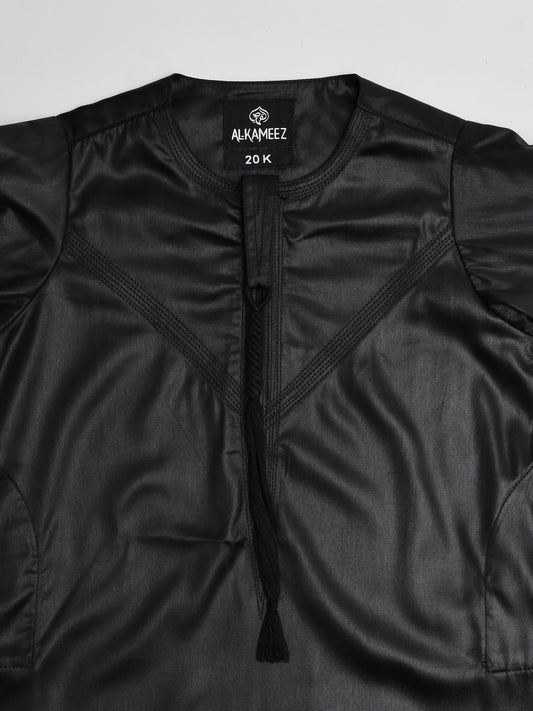 Shiny Emarati Black Thobe - Kids