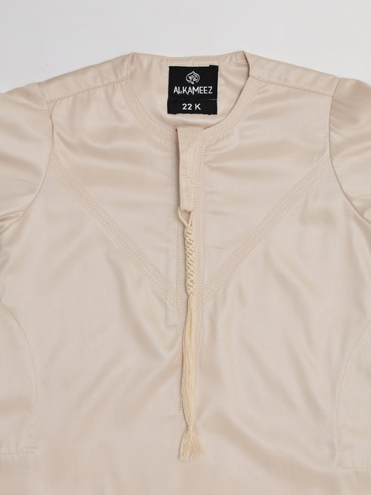 Shiny Emarati Cream Thobe - Kids