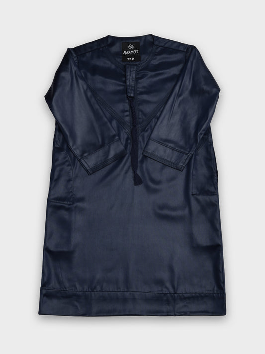 Shiny Emarati Navy Blue Thobe - Kids