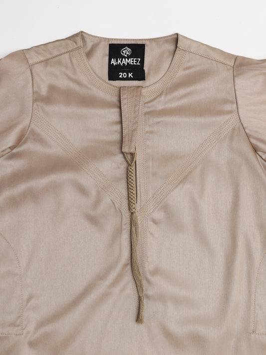 Shiny Emarati Khaki Thobe - Kids