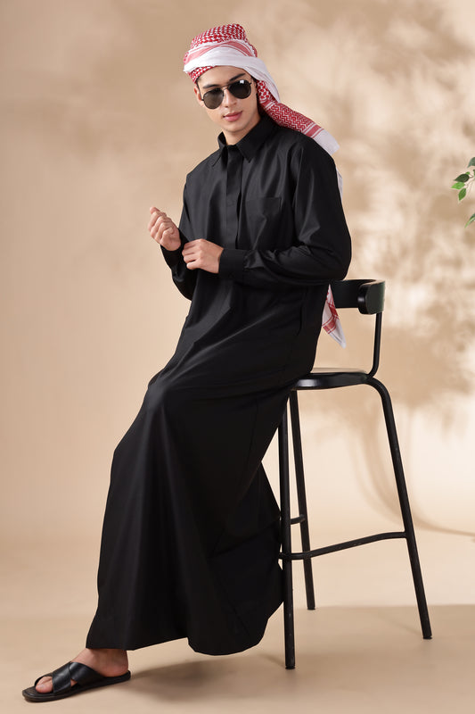 Formal Qatari Black Thobe - Men