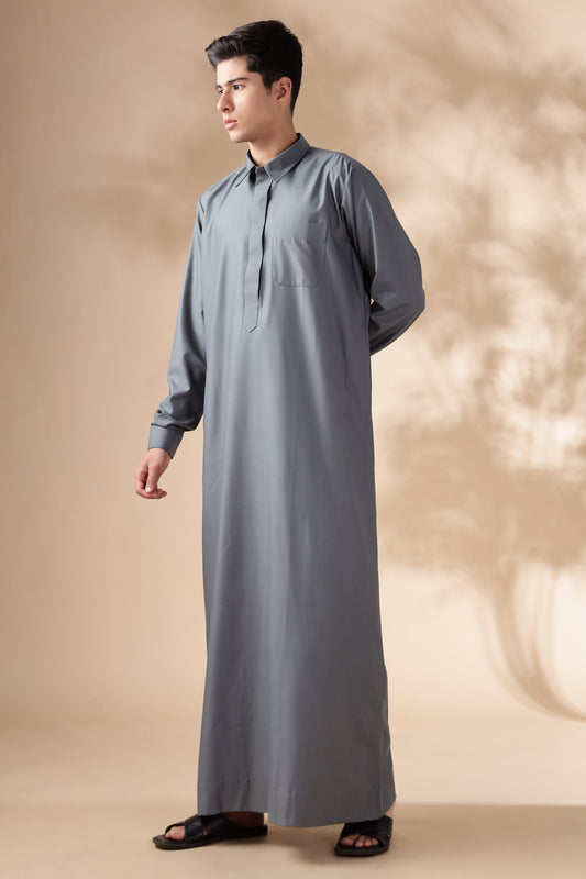 Formal Qatari Shadow Grey Thobe - Men