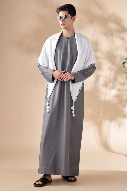 Majestic Omani Iron Grey Thobe - Men