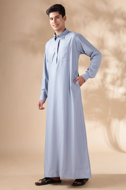 Formal Qatari Cool Grey Thobe - Men