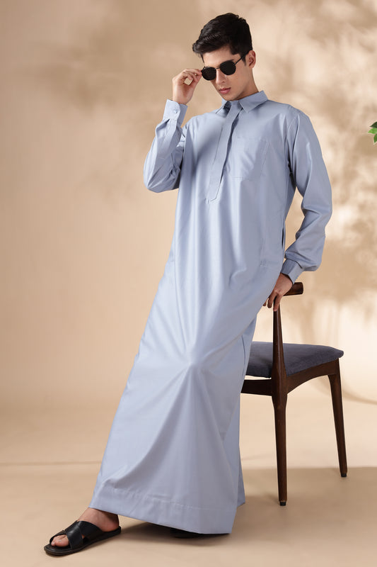 Formal Qatari Cool Grey Thobe - Men