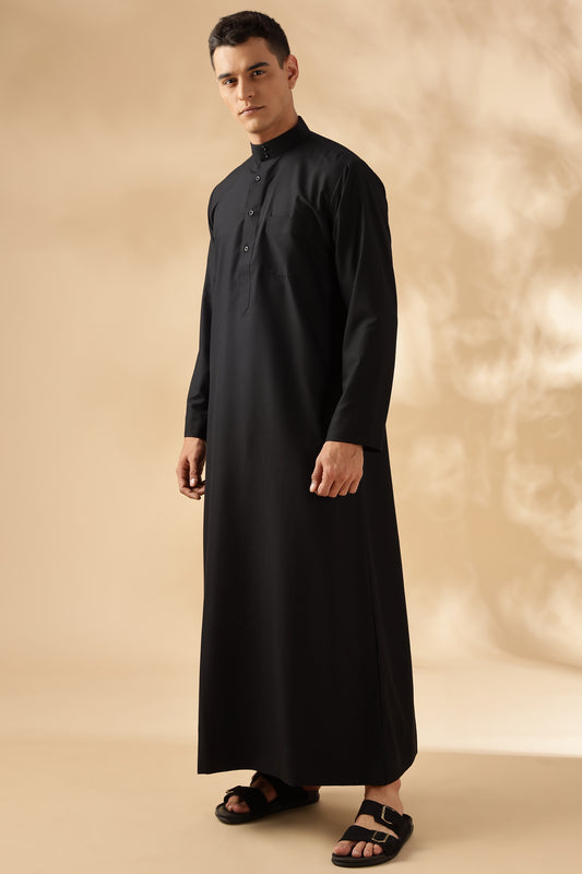 Simple Saudi Black Thobe - Men