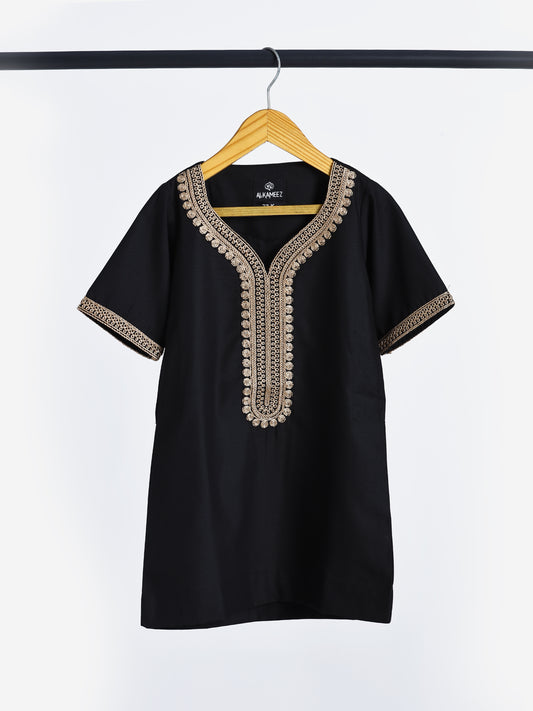 Royal Moroccan Black Thobe - Kids