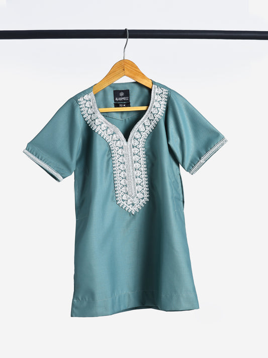 Royal Moroccan Teal Green Thobe - Kids