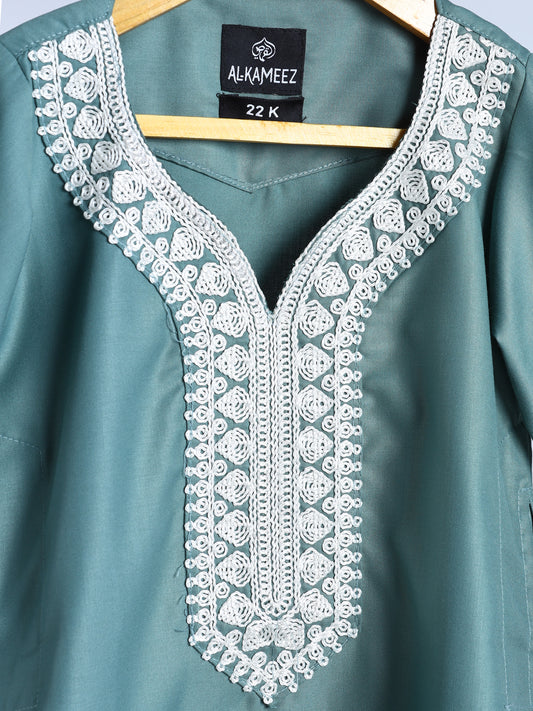 Royal Moroccan Teal Green Thobe - Kids