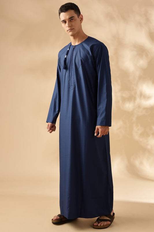 Crown Omani Navy Blue Thobe - Men