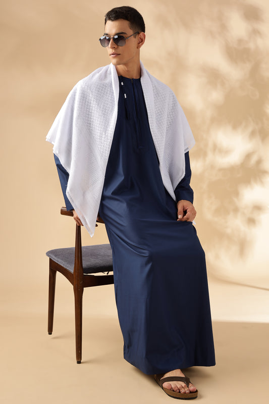 Crown Omani Navy Blue Thobe - Men