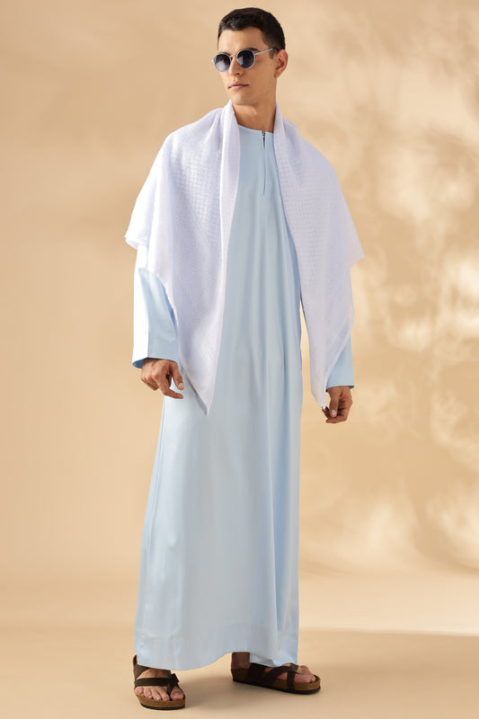 Dazzling Omani Sky Blue Thobe - Men