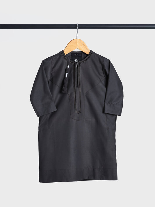Crown Omani Charcoal Thobe - Kids