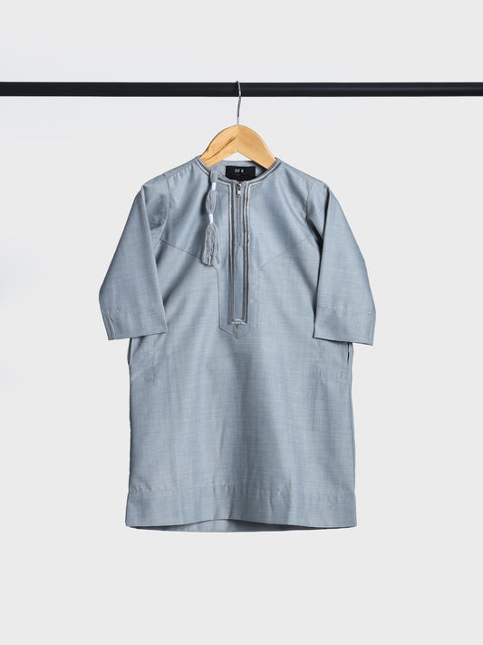 Crown Omani Light Grey Thobe - Kids