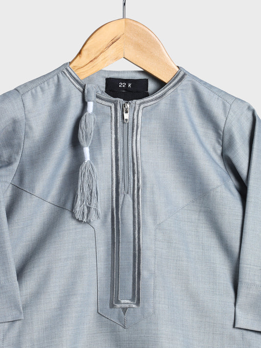 Crown Omani Light Grey Thobe - Kids