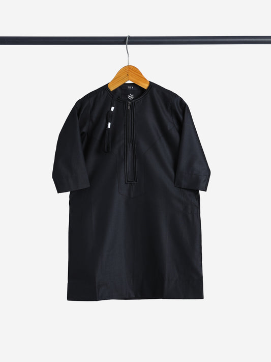 Crown Omani Black Thobe - Kids
