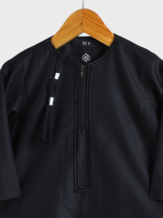 Crown Omani Black Thobe - Kids