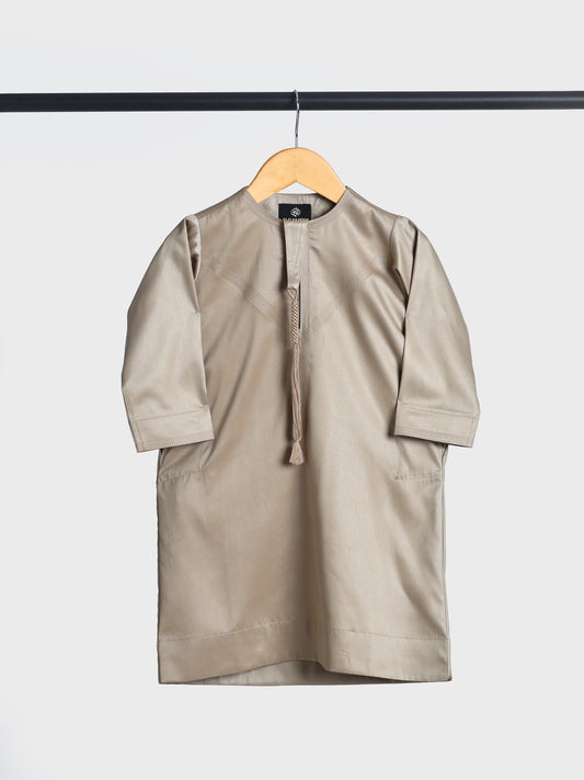 Shiny Emarati Khaki Thobe - Kids