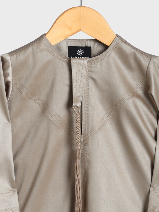 Shiny Emarati Khaki Thobe - Kids