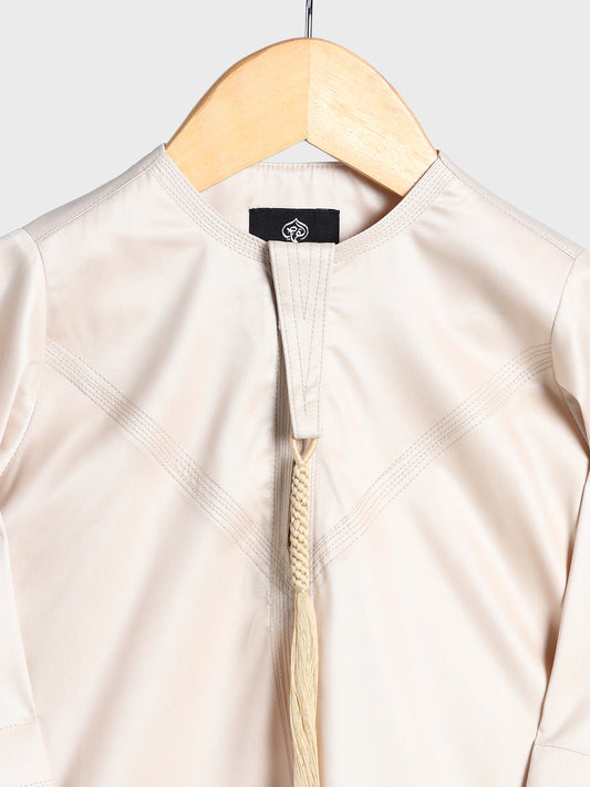 Shiny Emarati Cream Thobe - Kids