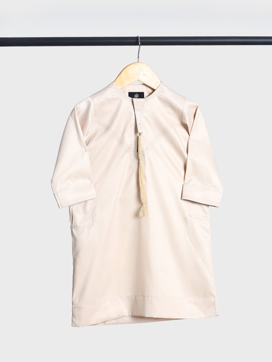 Shiny Emarati Cream Thobe - Kids