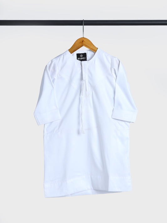 Shiny Emarati White Thobe - Kids