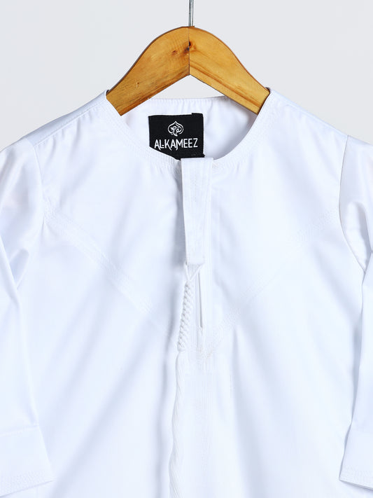 Shiny Emarati White Thobe - Kids