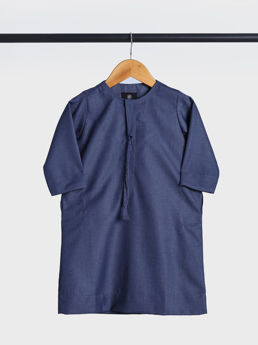 Classic Emarati Oxford Blue Thobe - Kids