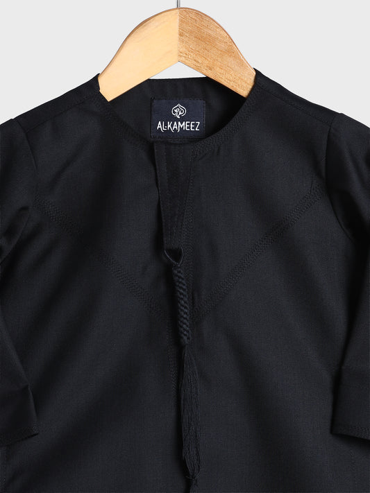 Classic Emarati Black Thobe - Kids