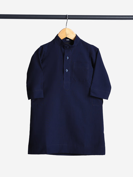 Simple Saudi Navy Blue Thobe - Kids