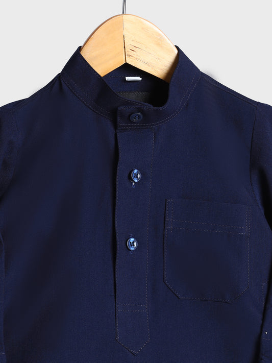 Simple Saudi Navy Blue Thobe - Kids