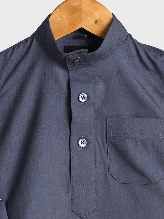 Simple Saudi Ash Grey Thobe - Kids