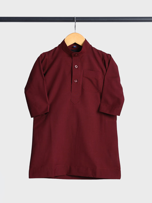 Simple Saudi Maroon Thobe - Kids